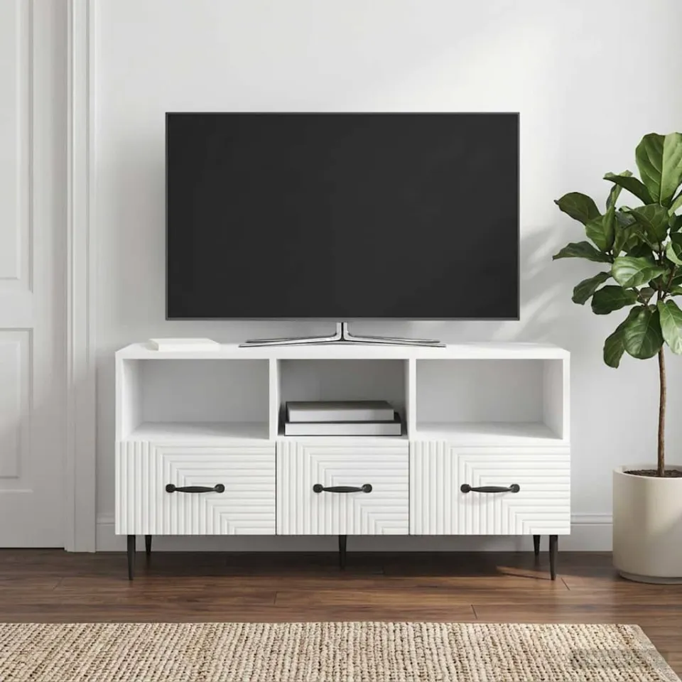 vidaXL TV-kast met lade Hoogglans Wit 102 x 34,5 x 50 cm Bewerkt hout, foto 4
