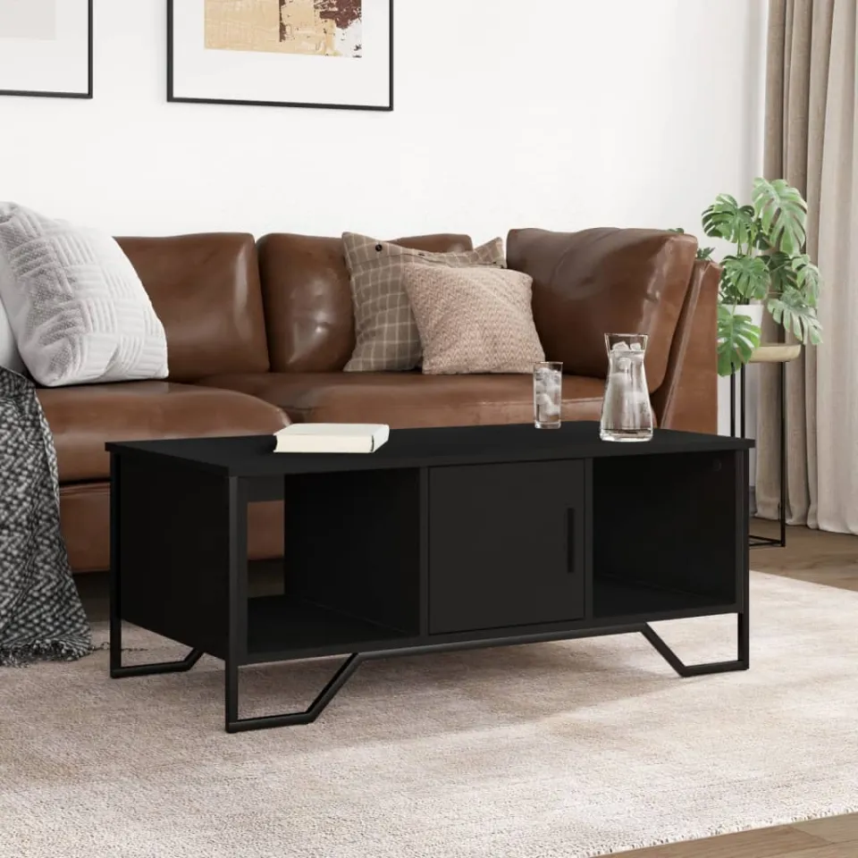 vidaXL Salontafel 100x51x40 cm bewerkt hout zwart, foto 3