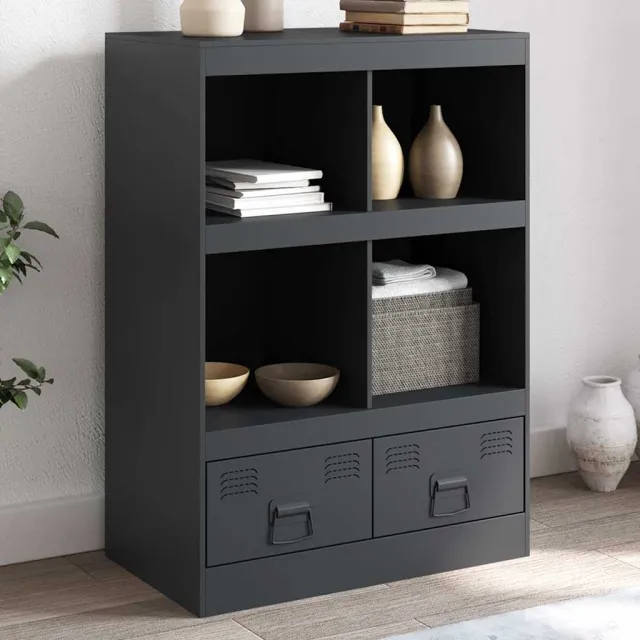 vidaXL Hoge kast 67x39x95 cm staal antracietkleurig Anthraciet