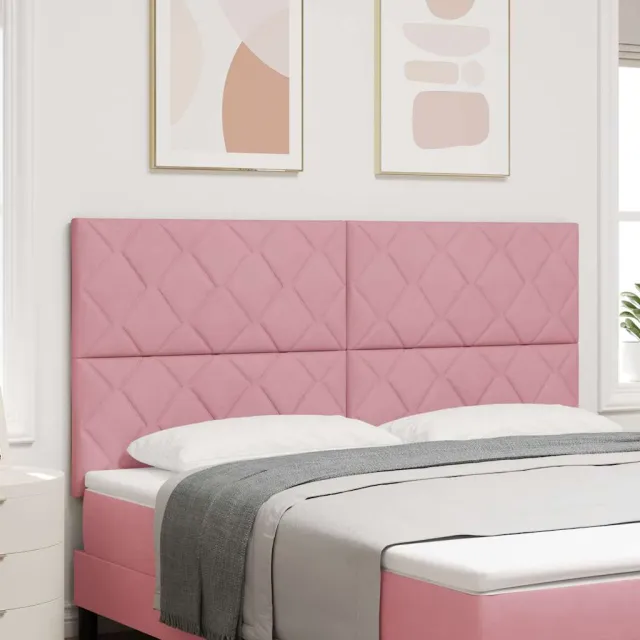 vidaXL LED Hoofdbord Roze Fluweel