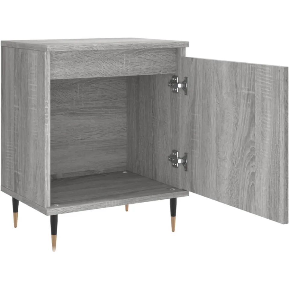 vidaXL Nachtkastje 40x30x50 cm bewerkt hout grijs sonoma eikenkleurig, foto 4