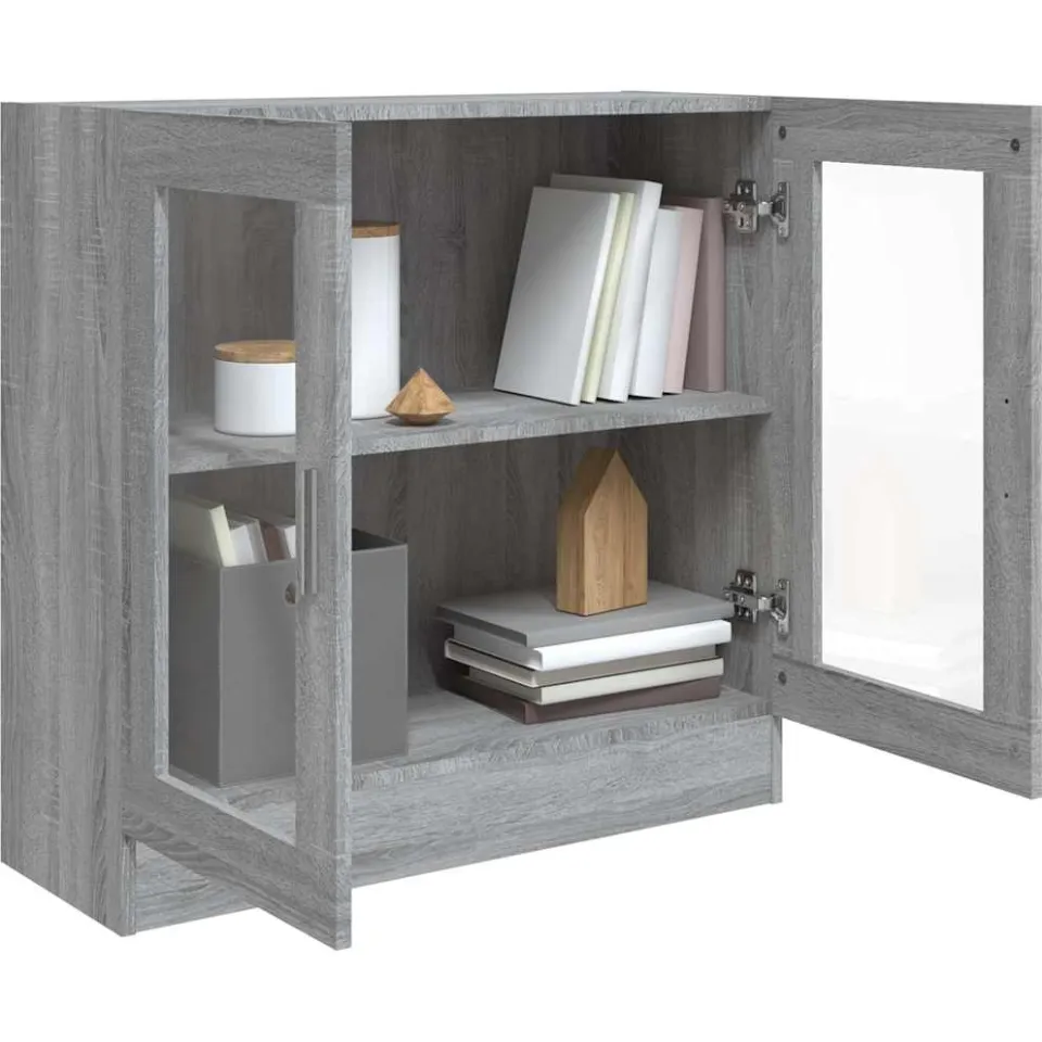 vidaXL Vitrinekast 82,5x30,5x80 cm bewerkt hout grijs sonoma eiken
