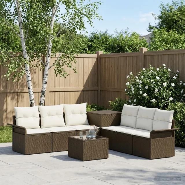 vidaXL Bankstel 8 st Bruin en Crème Wit 55 x 55 x 37 cm