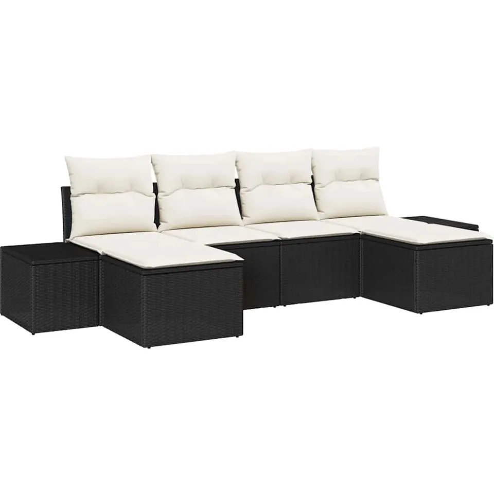 vidaXL Tuin Sofa Set 6 st Zwart poly rattan