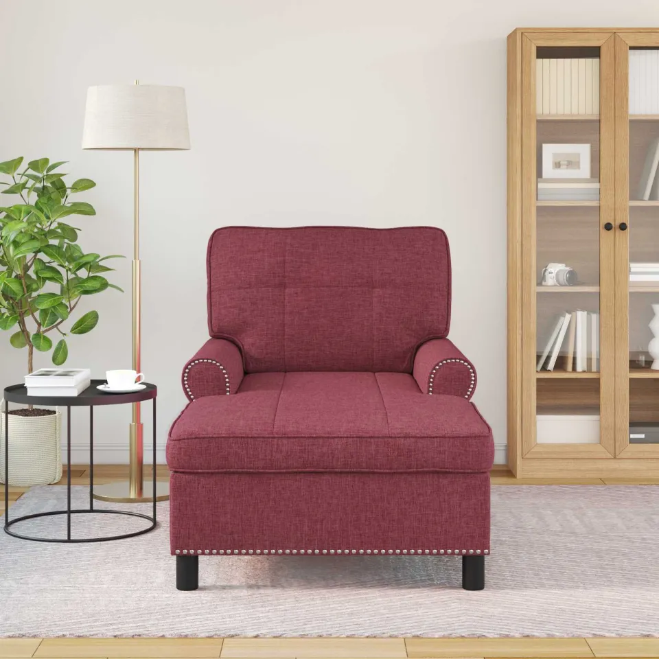 vidaXL Chaise Lounge Wijnrood Stof 91 x 157 x 91 cm, foto 3