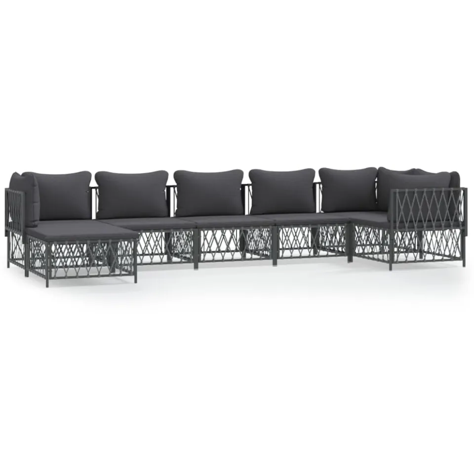 vidaXL 7-delige Loungeset met kussens staal antracietkleurig Anthraciet