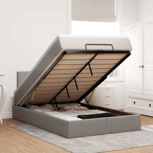 vidaXL Ottoman bed met matras 120x200cm stof taupe