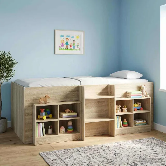 vidaXL Kinder Hoogslaper Sonoma Eiken 80 x 200 cm Bewerkt hout Bruin