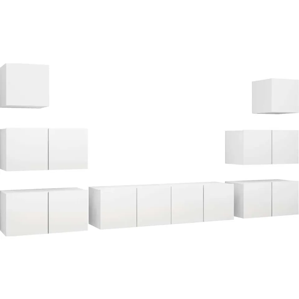 vidaXL 8-delige Tv-meubelset bewerkt hout wit, foto 3