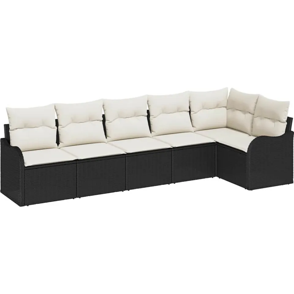 vidaXL Tuin Sofa Set 6 st Zwart poly rattan