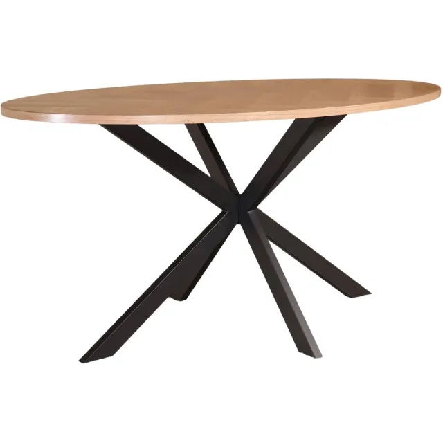 Lizzely Garden & Living Eettafel ovaal visgraat 160cm Obie bruin ovale tafel MDF eetkamertafel