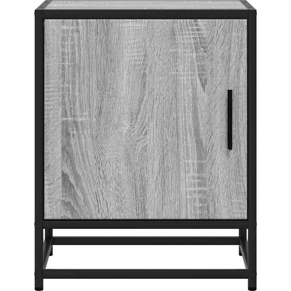 vidaXL Nachtkastje 40x31x50 cm bewerkt hout&metaal grijs sonoma eiken, foto 4