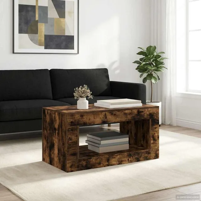 vidaXL Salontafel Gerookte Eik 99.5 x 50 x 50 cm Bewerkt hout bruin, foto 2