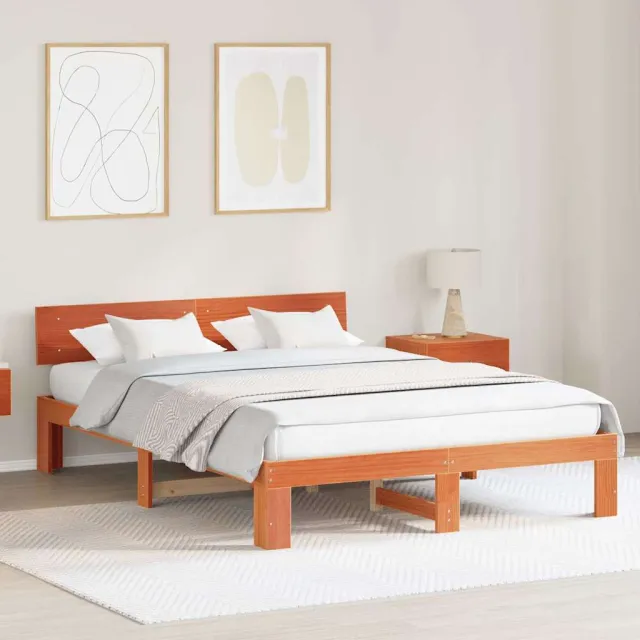 vidaXL Bedframe Wasbruin 160 x 200 cm Massief grenenhout