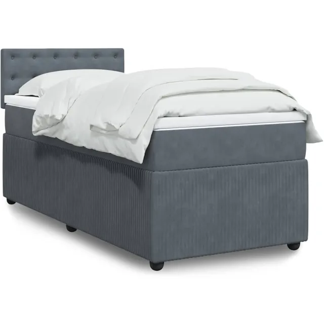 vidaXL Boxspring met matras fluweel donkergrijs 80x200 cm grijs