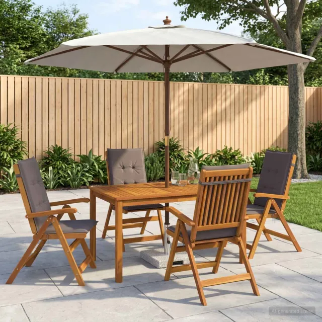 vidaXL Buiten Eetset met Parasol 6 st 4-zits Antraciet, foto 2