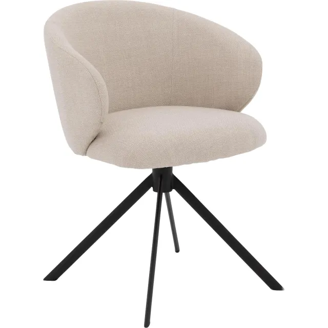 Goossens Stoel Noomi beige stof met armleuning