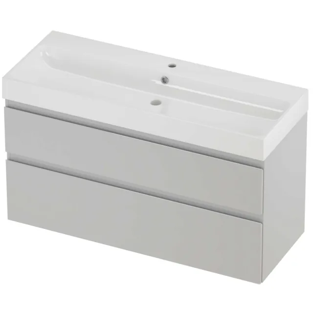 Proline Podium Badmeubelset Polystone Loft 1 Kraangat 120x46x70 cm Glans Wit Glans Wit