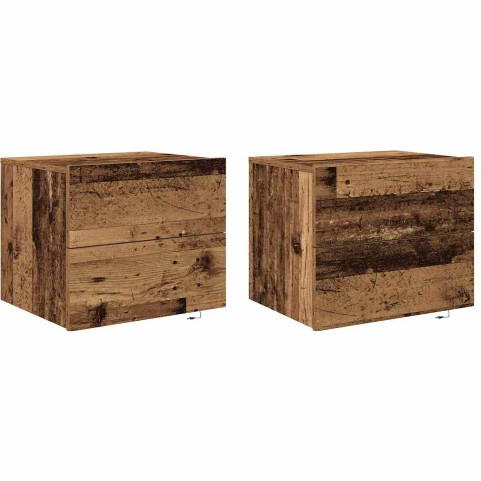 vidaXL Nachtkastje 2 st Oudhout 50 x 39 x 41 cm Bewerkt hout bruin, foto 3