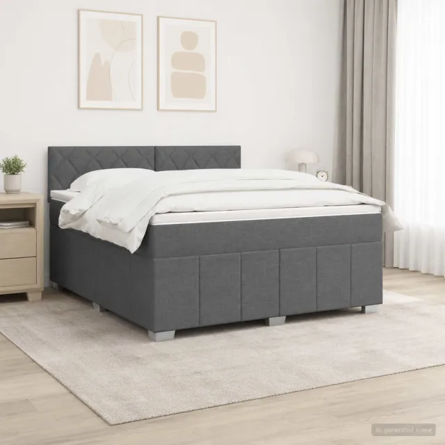vidaXL Boxspringbed met matras Donkergrijs 160 x 200 cm Stof