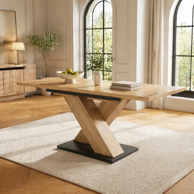 Maisentiel Uitschuifbare eettafel van MDF – naturel houtkleur – 119–158,5 x 80 x 75 cm
