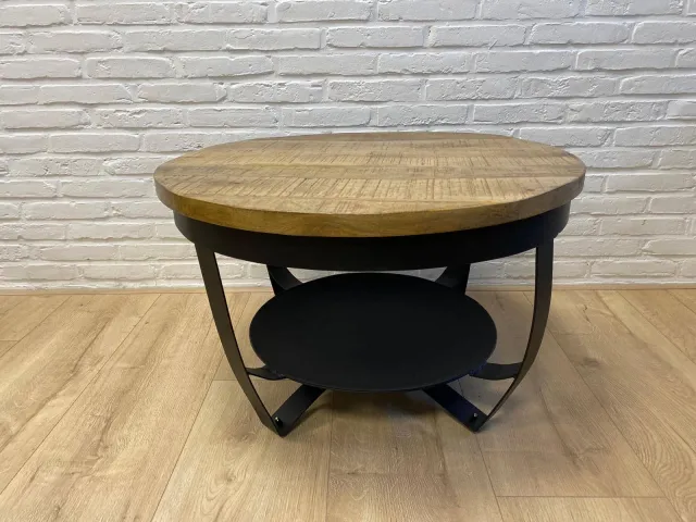 Mangohouten salontafel Smilda met stalen legger
