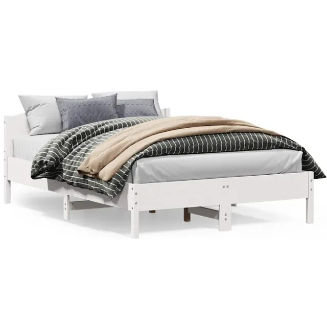 vidaXL Bedframe zonder matras massief grenenhout wit 120x200 cm
