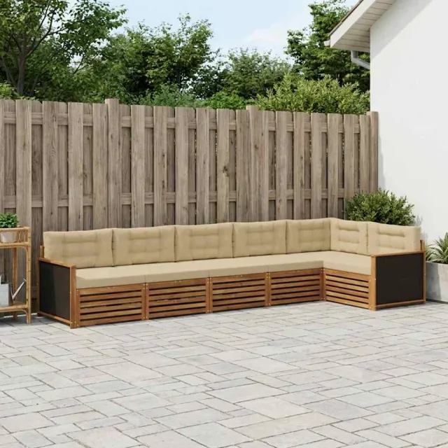 vidaXL Buiten bankenset 6 st 6-zits Natuurlijk en Beige
