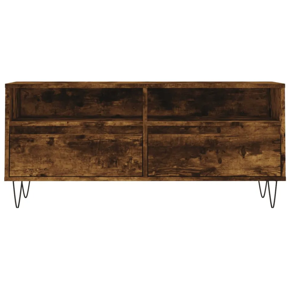 vidaXL Tv-meubel 100x34,5x44,5 cm bewerkt hout gerookt eikenkleurig Bruin