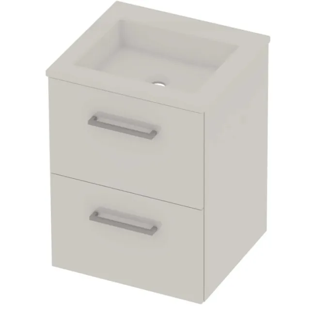 Basic-Line Aura 46 Badmeubelset Acryl Zonder Kraangat Voor Grepen 50x46x62 cm Ice White Glans Wit