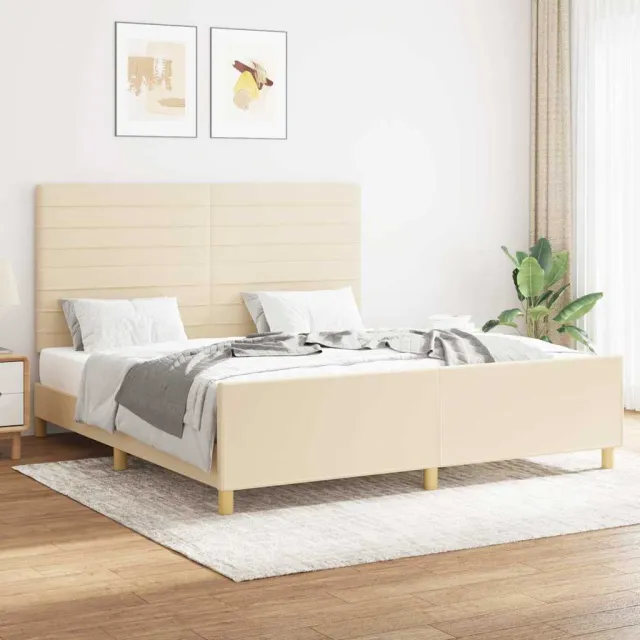 vidaXL Bedframe zonder matras stof crèmekleurig 160x200 cm
