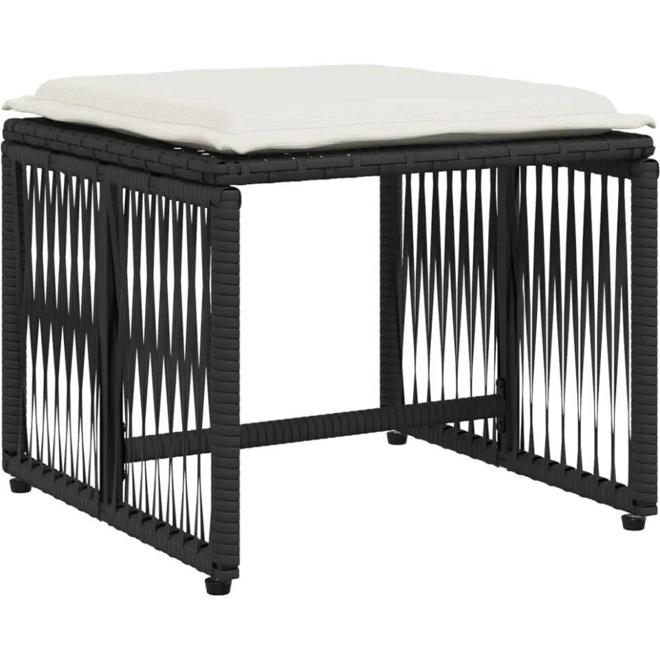 vidaXL 7-delige Tuinset met kussens poly rattan zwart, foto 3