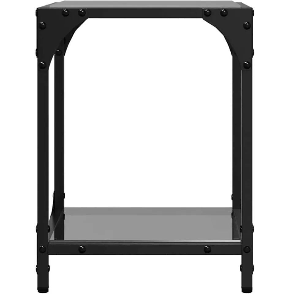 vidaXL Salontafels 2 st met zwart glazen blad 30x30x40 cm staal, foto 4