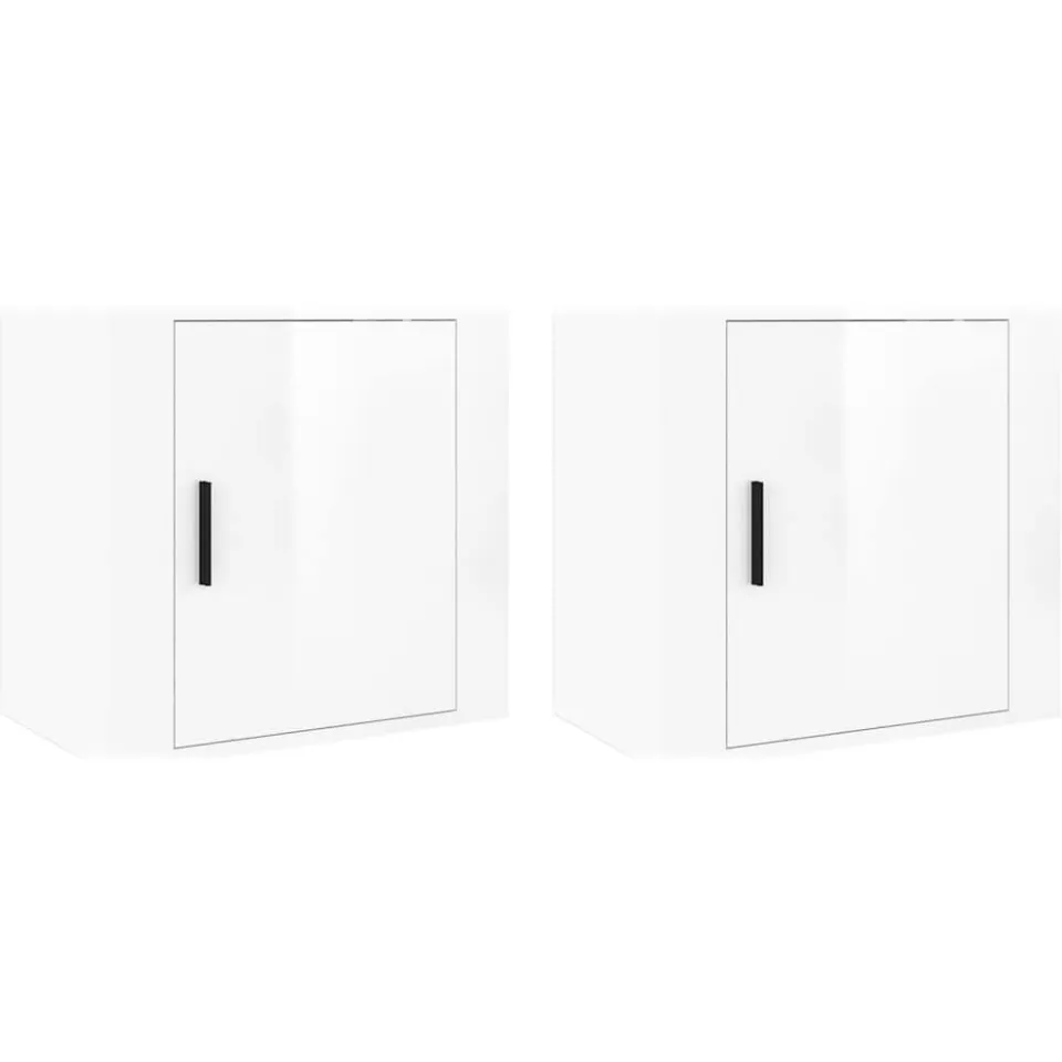 vidaXL Nachtkastjes 2 st wandgemonteerd 50x30x47 cm hoogglans wit