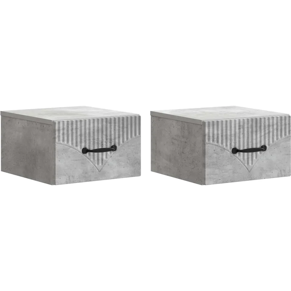 vidaXL Wandbeugel Bedkast 2 st Betongrijs 34,5 x 33 x 20 cm grijs, foto 3