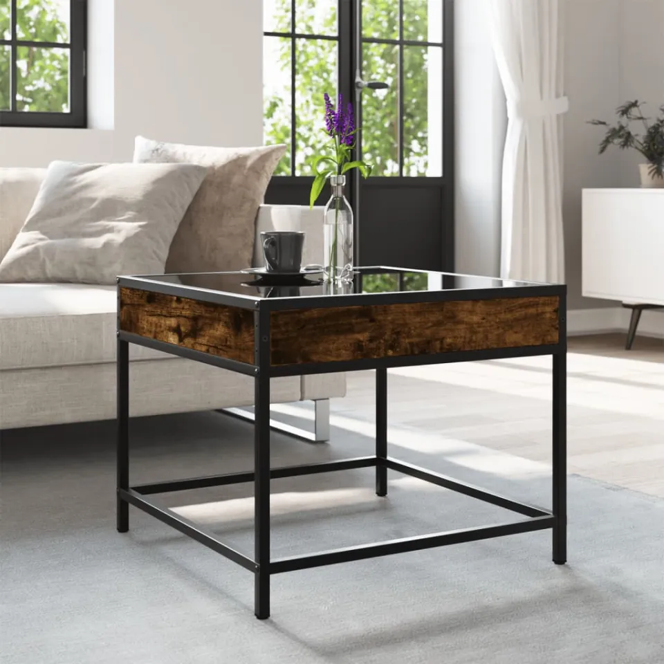 vidaXL Salontafel met Infinity LED 50x50x41 cm gerookt eikenkleurig, foto 3