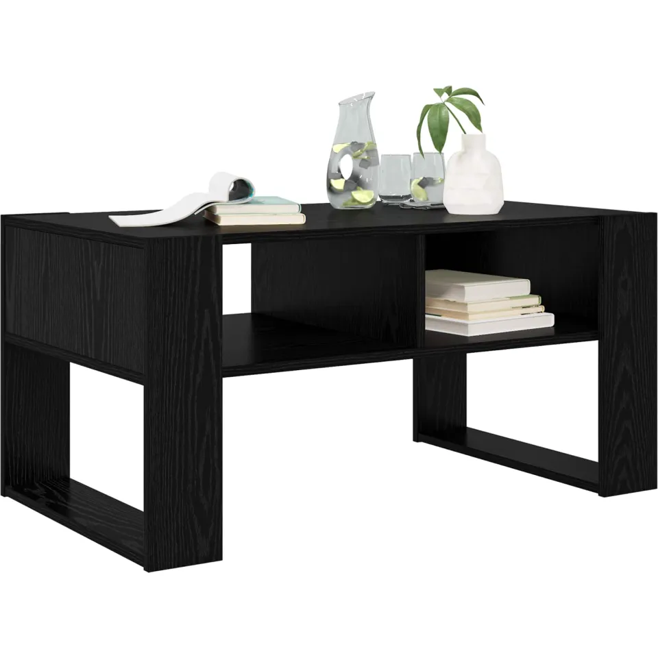 vidaXL Salontafel Zwart Eiken 92 x 53 x 45 cm Bewerkt hout