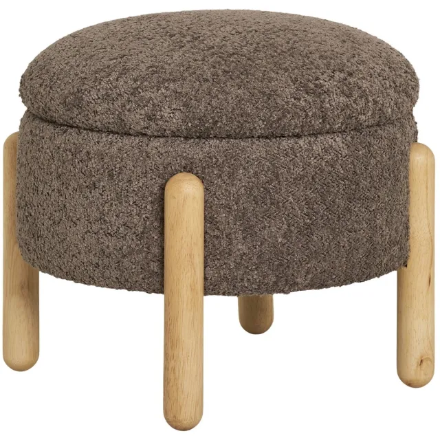 House Nordic Opbergpoef Medas - Bruin Stof - 45x45x36cm