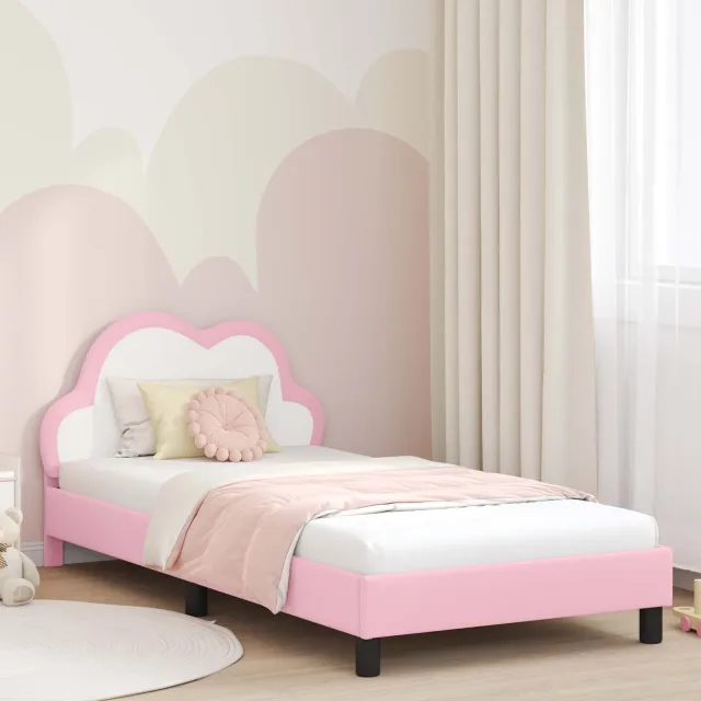 vidaXL Bedframe voor kinderen met hoofdbord Roze 90 x 200 cm PU