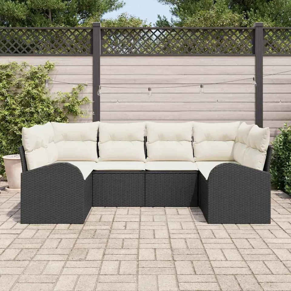 vidaXL Tuin Sofa Set 6 st 6-zits Zwart poly rattan, foto 3