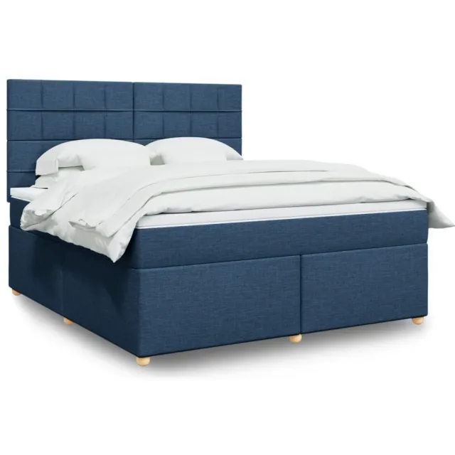 vidaXL Boxspring met matras stof blauw 180x200 cm