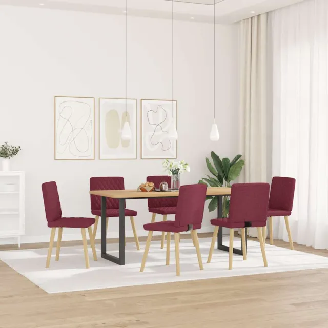 vidaXL Eetkamerstoelen 6 st stof wijnrood, foto 2
