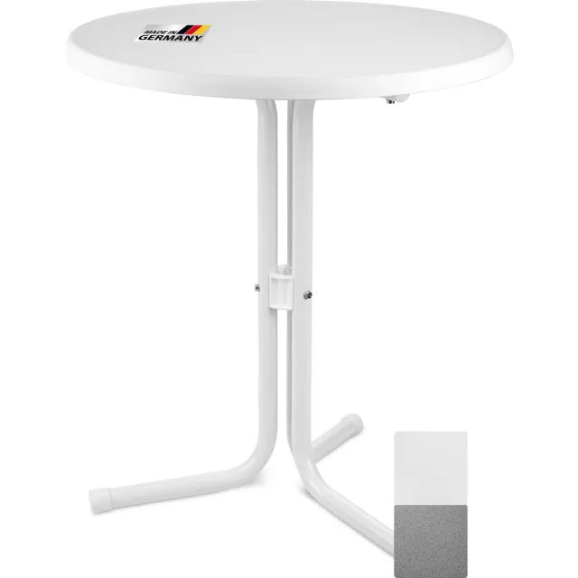 Beautissu Emma - Bistrotafel 60 cm Wit - Tuintafel Rond Tafel 70 cm hoog - Weerbestendige Outdoor Tafel Made in Germany