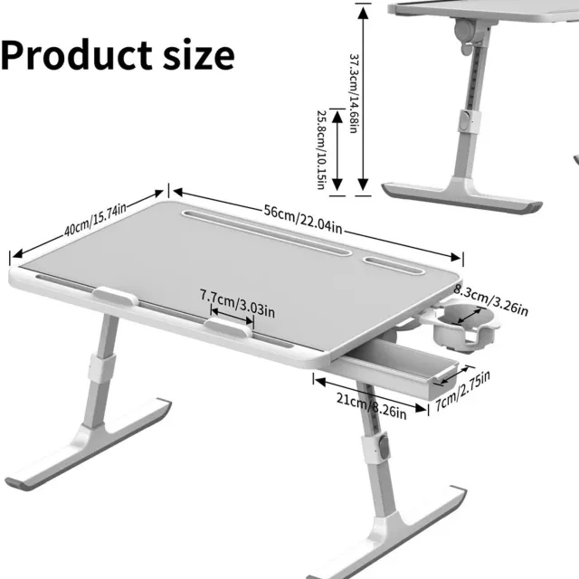 Heidat opvouwbare laptoptafel - Verstelbaar 8 hoogte standen - Kantelbaar - Met lade en bekerhouder - Grijs