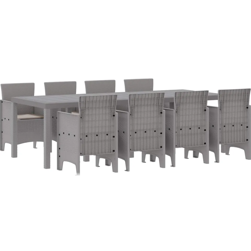 vidaXL Tuin Eetset 9 st Wit Polypropyleen