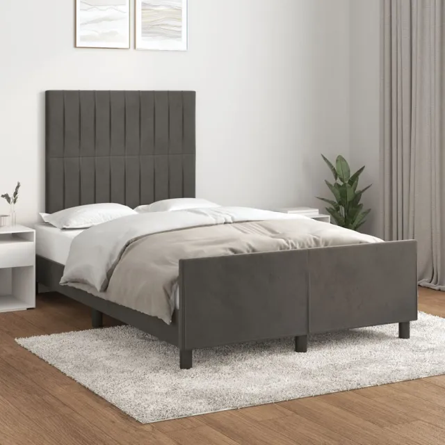 vidaXL Bedframe zonder matras 120x190 cm fluweel donkergrijs grijs