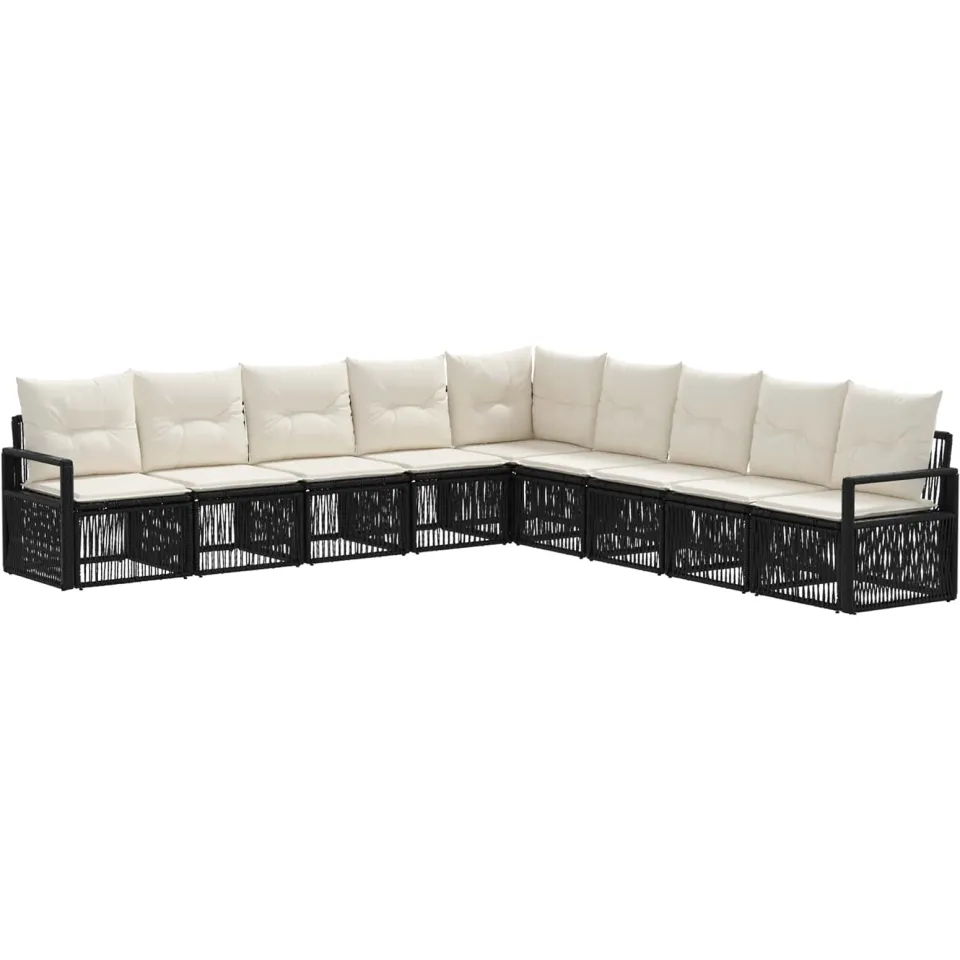 vidaXL Tuinbankenset 9 st 9-zits Zwart poly rattan, foto 3