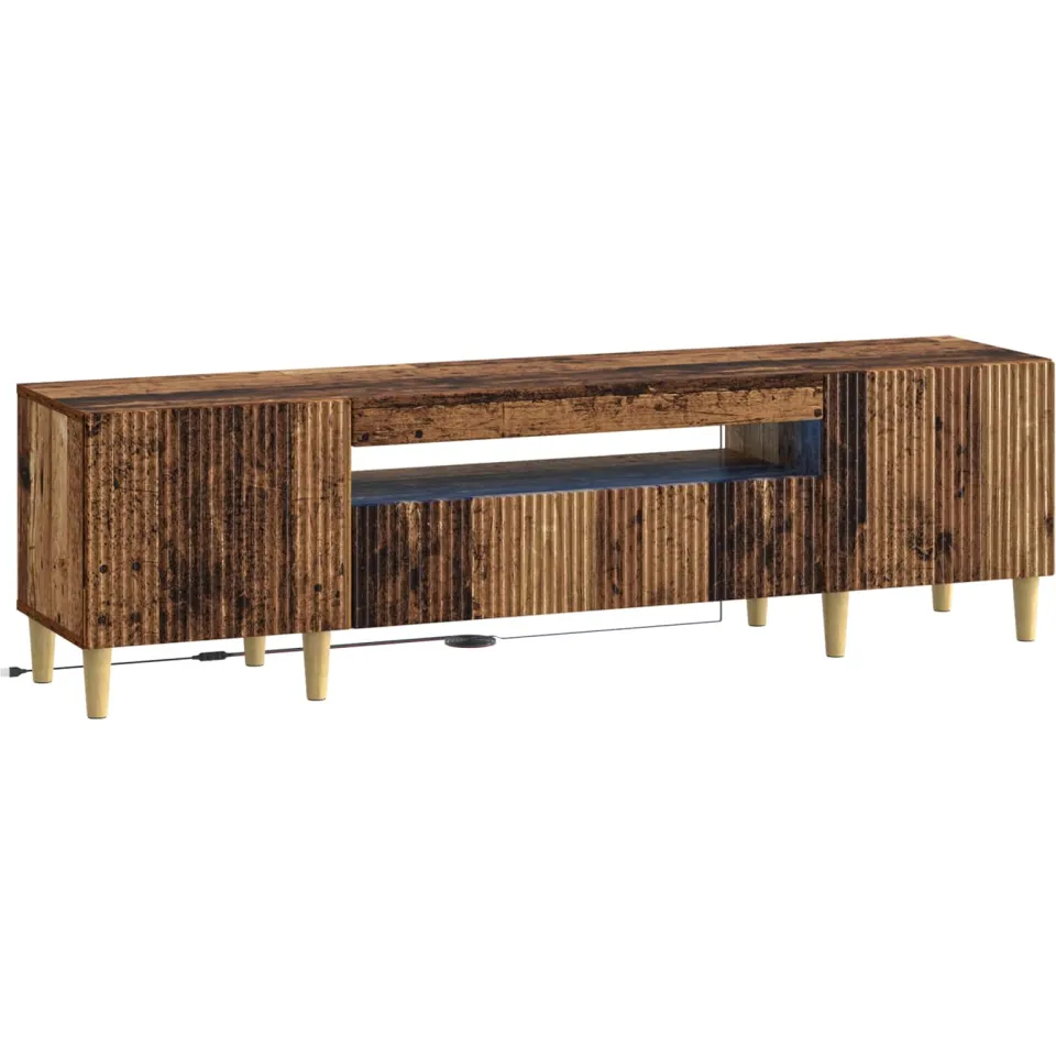 vidaXL LED tv-meubel ARNHEM 153 x 35 x 43 cm Oud hout Bewerkt hout Bruin