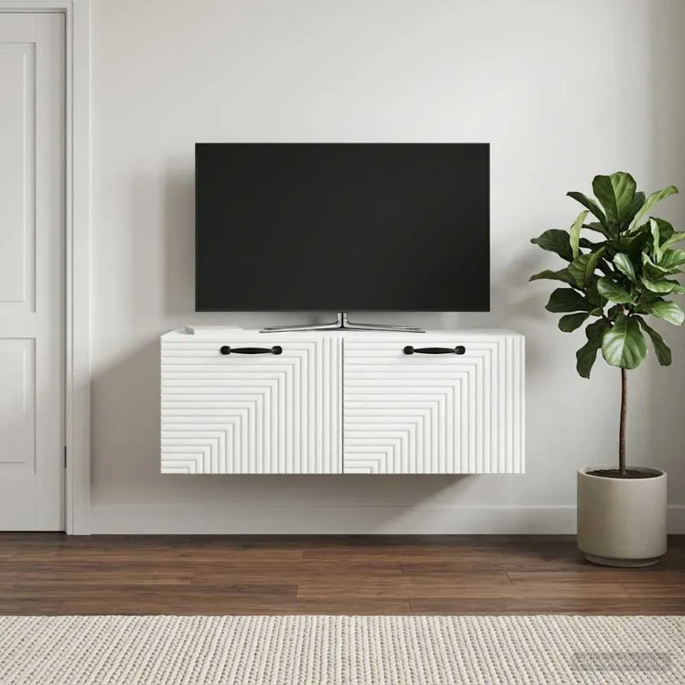 vidaXL Wandbeugel TV-kast Wit 78,5 x 31 x 30 cm Bewerkt hout, foto 4