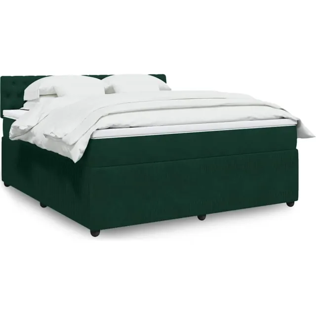 vidaXL Boxspring met matras fluweel donkergroen 180x200 cm groen